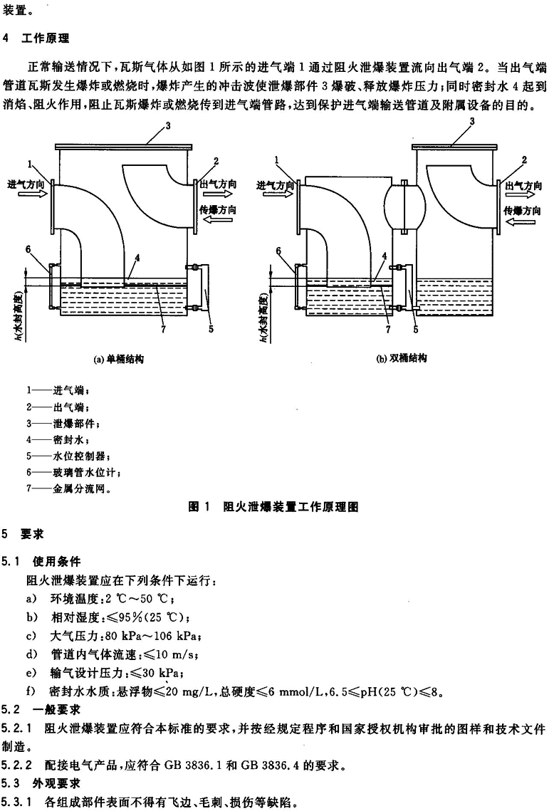 瓦斯管道输送水封阻火泄爆装置技术条件 aq 1072-2009