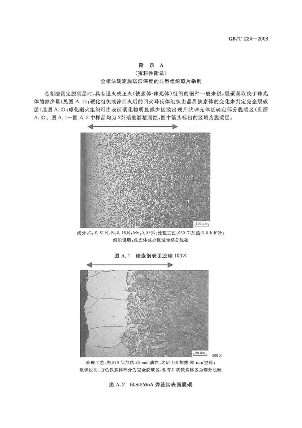 钢的脱碳层深度测定法 gb/t224-2008